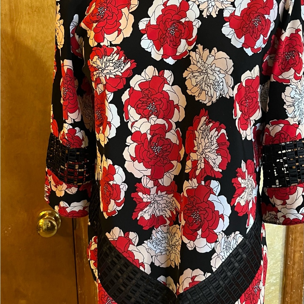 Floral Black and Red Dress